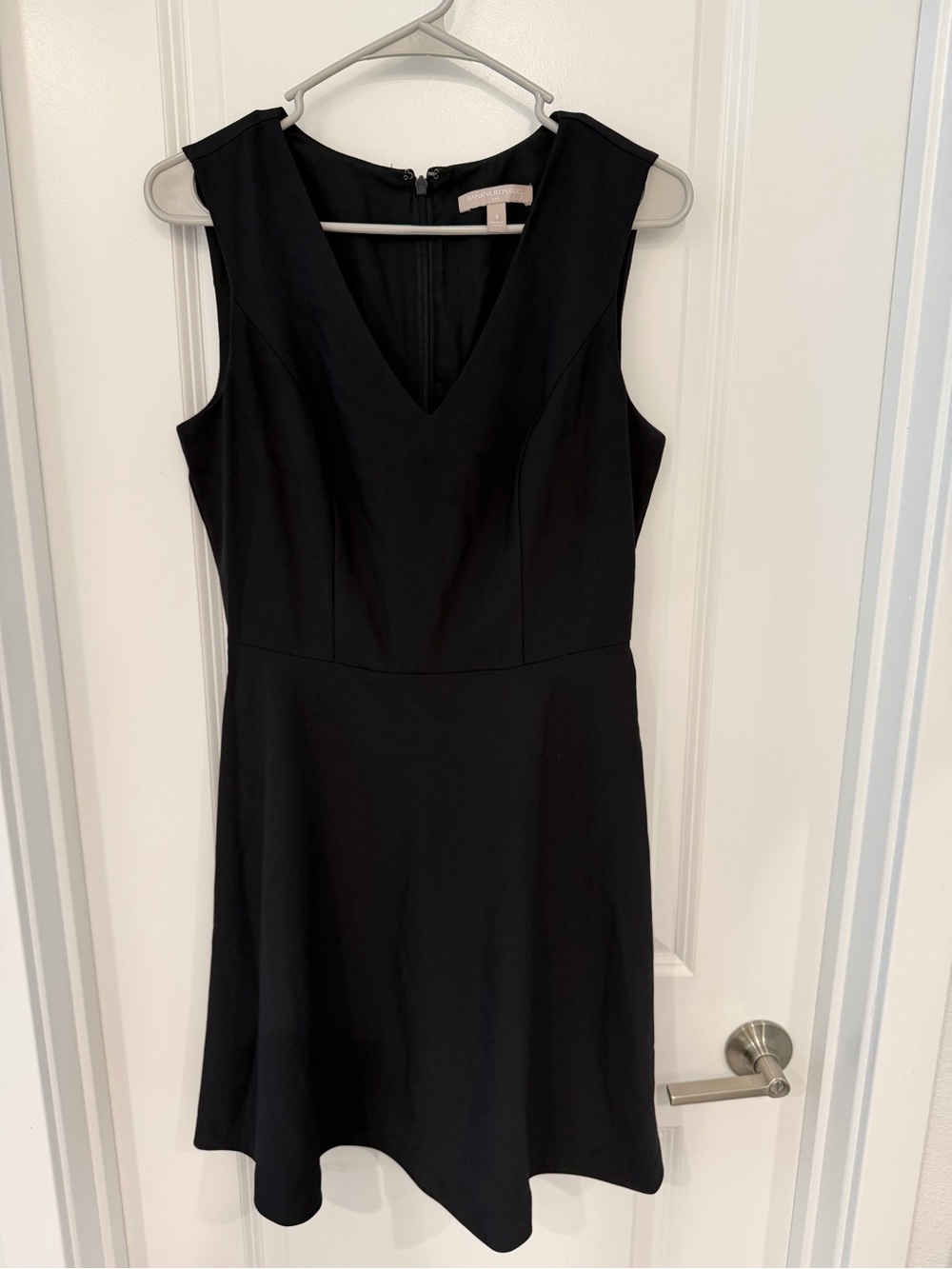 Banana Republic Black V-Neck Fit-and-Flare Mini Dress